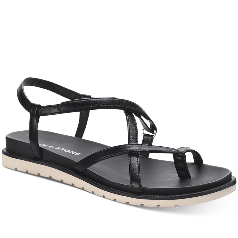 NIB SUN + STONE Womens Juune Faux Leather Slingback Sandals